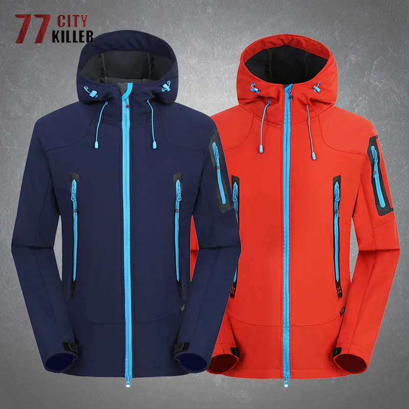 Outdoor Soft Shell Tactical Fleece Jackets Men Women Winter Windproof Waterproof Breathable Hiking Trekking Camping Clothes Male