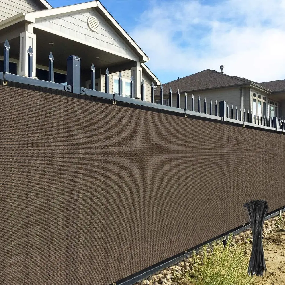 Heavy-Duty UV-Blocking Privacy Mesh for Outdoor Spaces, Brown