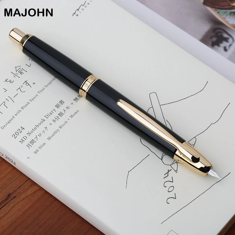 MAJOHN A1 Press Metal Fountain Pen Colorful Retractable With Gold/Black Clip School Office Supplies PK JINHAO 10 20 A2 A3