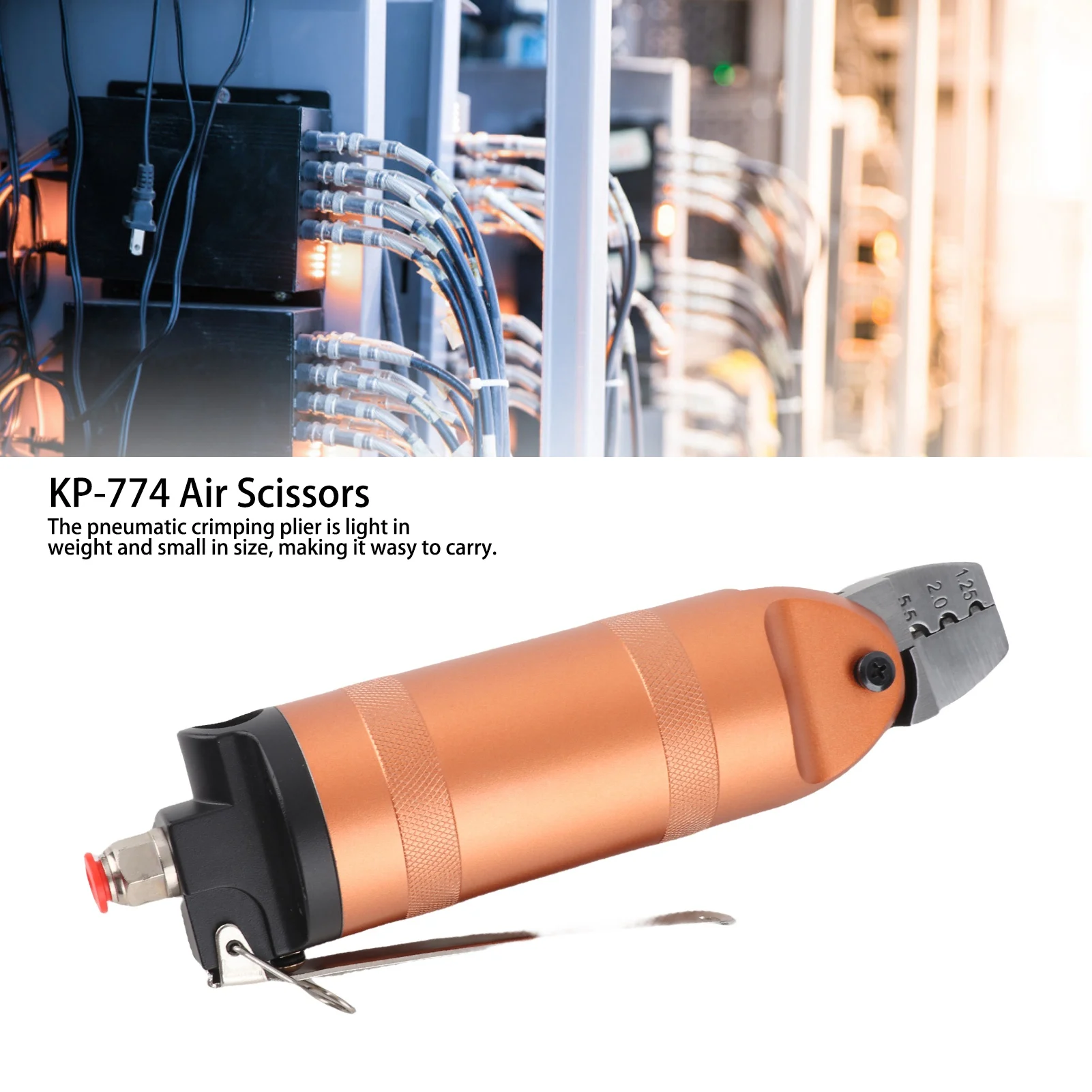 

KP‑774 Pneumatic Crimping Plier Pneumatic Crimping Plier KP‑774 Alloy Steel 3-Port Air Nipper for Cutting Copper Iron Wire