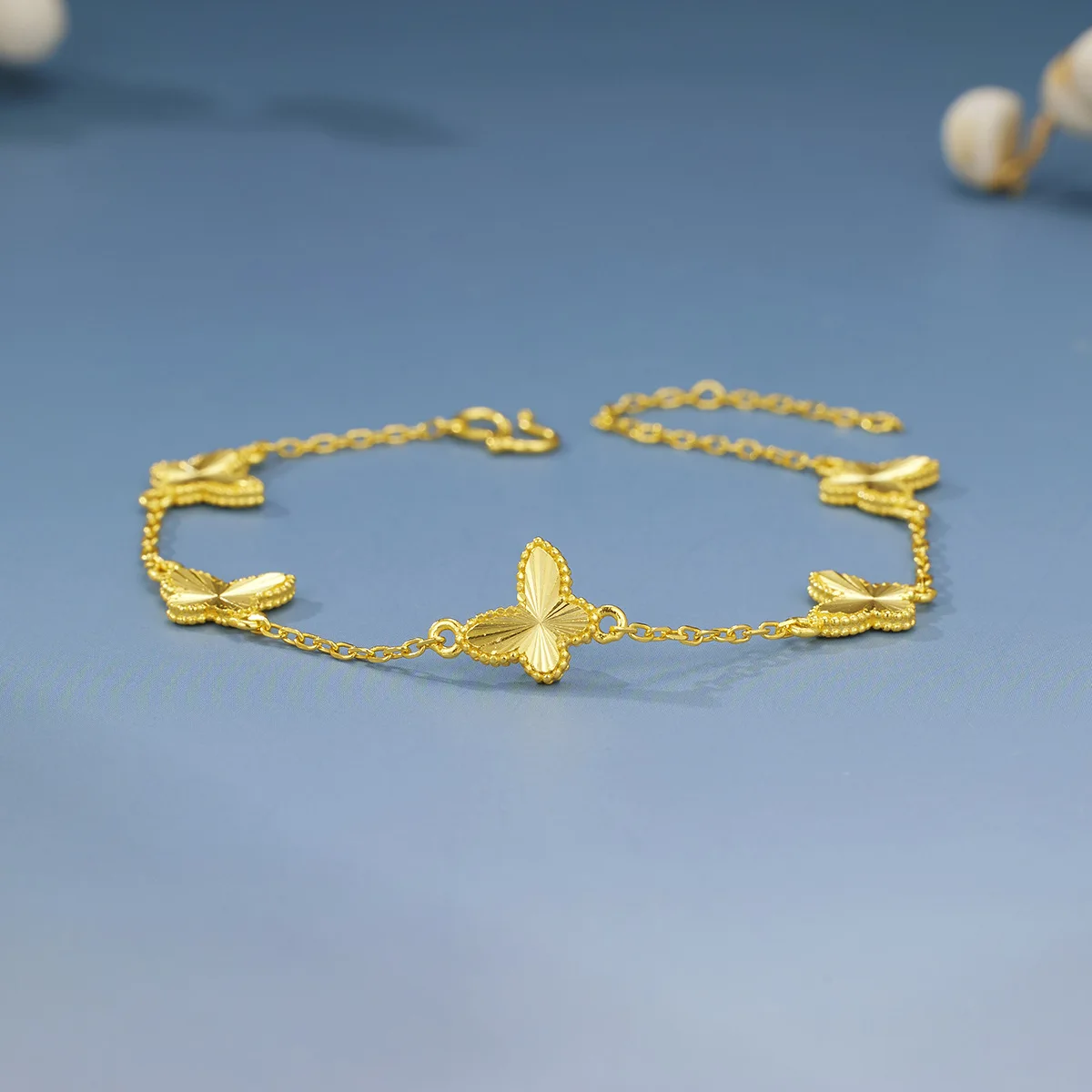 S925 Sterling Silver Gold Plated Butterfly Dream Bracelet Women Fashion Floral Filigree Insect Charm Light Luxury Jewelry Gift