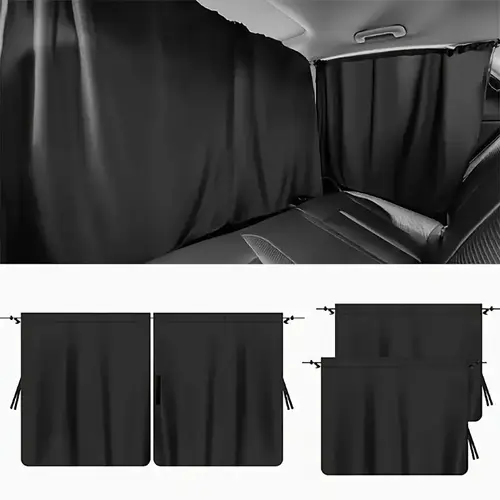 Imagen 1 del producto Juego de cortinas de privacidad para coche, cortina divisora de aire acondicionado, asientos delanteros y traseros y ventanas laterales, protección UV, aislamiento de parasol