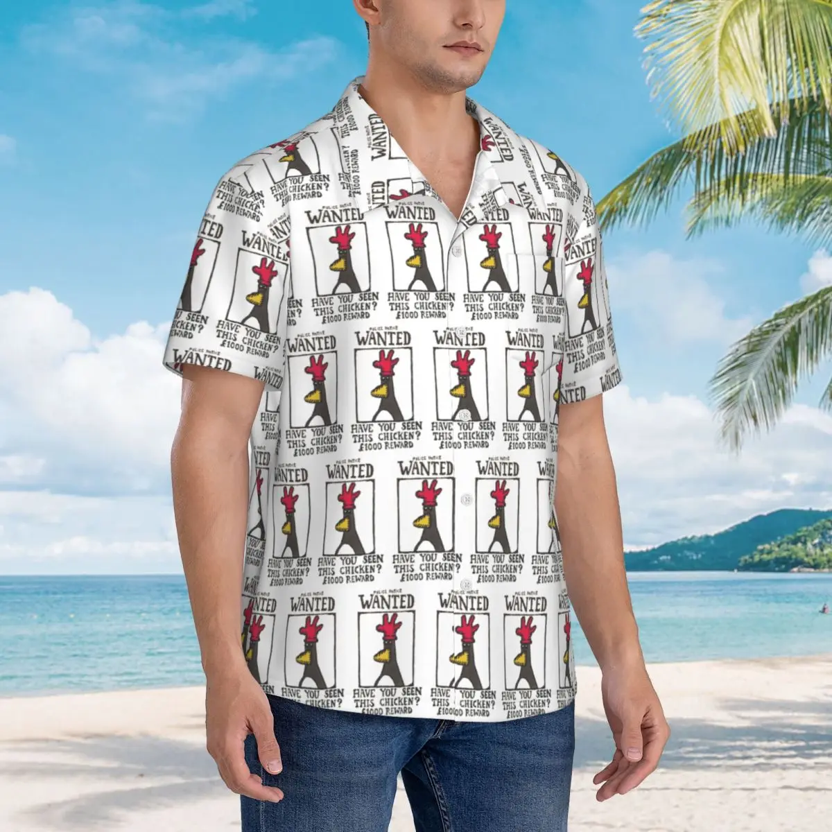 Avez-vous vu ce poulet chemises pour hommes chemise hawaïenne à manches courtes hauts à revers décontractés pour la plage d'été