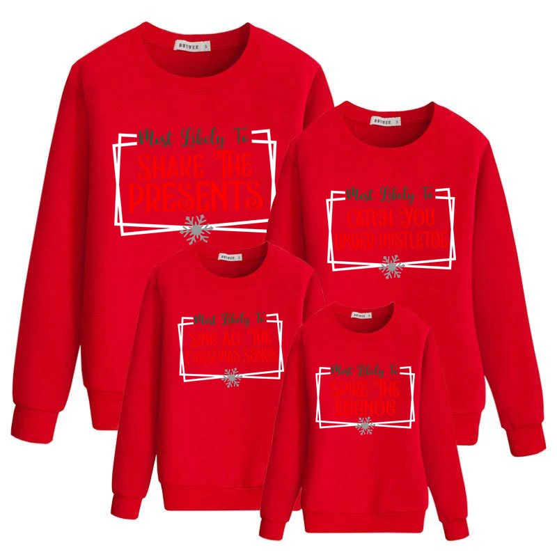 Most Likely To Christmas Matching Family Outfits Children Girls Boys Sweater Funny Christmas Matching Family Sweatshirt Hoodie