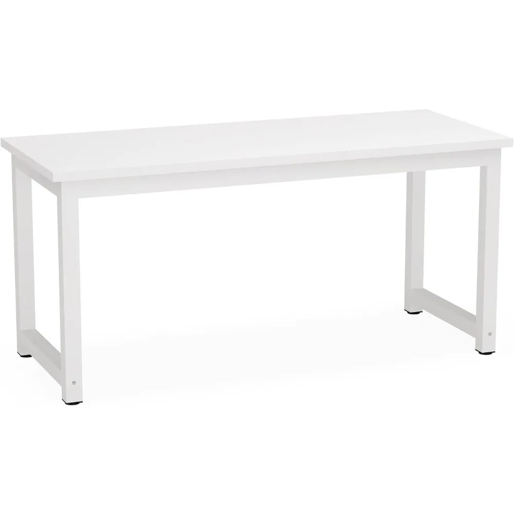 Tribesigns Computer Desk, 63 inch Large Office Desk Computer Table Study Writing Desk for Home Office, White