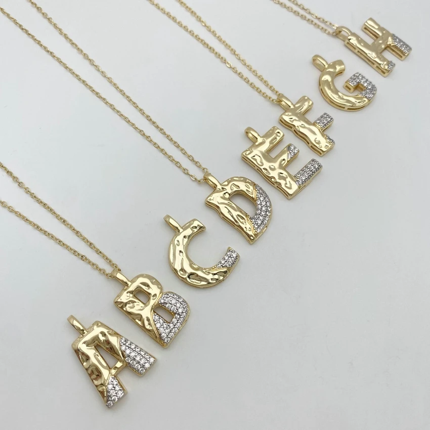 Mode Alphabet A-Z Buchstaben vergoldet Charms mit Zirkon Anhänger Halskette Englisch Brief Messing Schmuck für Frau Mann