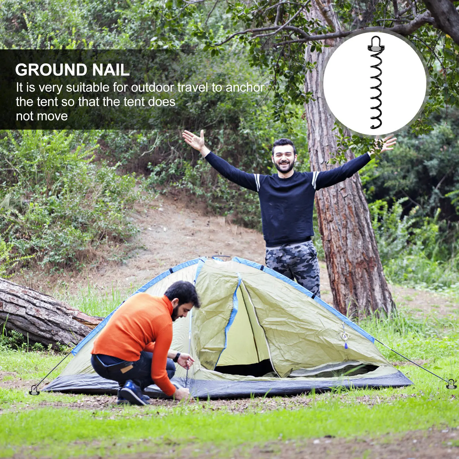 Ground Stake Pet Tie Out Anchor Heavy Duty Camping Tent Trampoline Fixing Peg Outdoor Spiral Nail