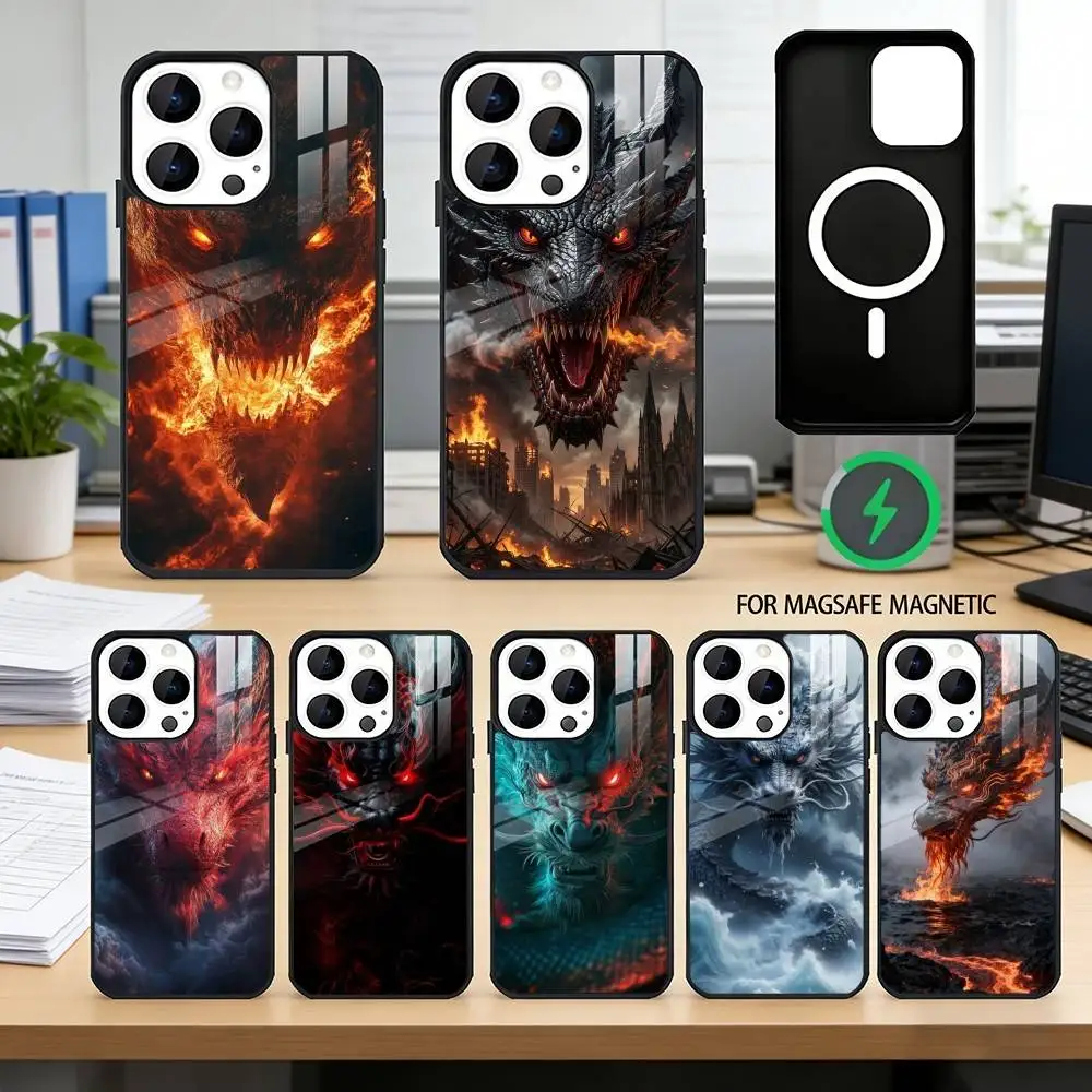 

PC-Dragon Phone Case For iPhone17,16,15,14,13,12,11 Plus,Pro Magnetic with Magsafe Wireless Charging