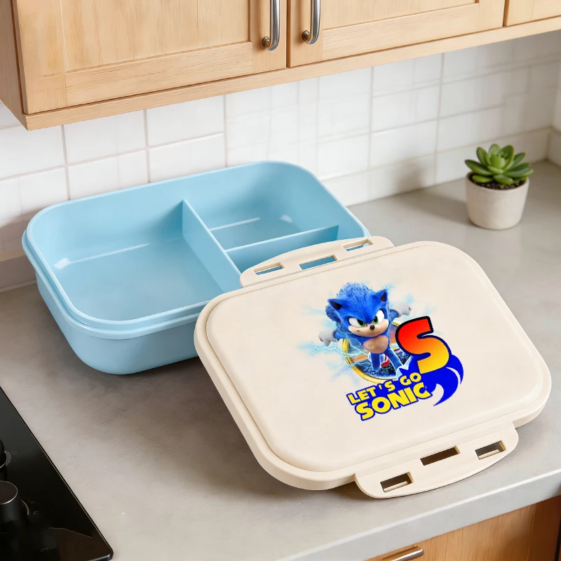 

Синяя коробка для обеда Sonics, пластиковый портативный контейнер для еды с буквами A-Z, аниме-бокс, изолированный контейнер для обедов, подарок для детей