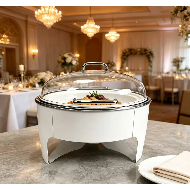 6L Stainless Steel Buffet Chafing Dish White Food Warmer Commercial Catering Insulation Set