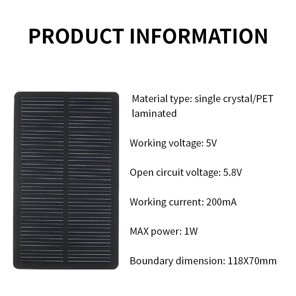 Mini Solar Panel USB Solar Panel Charger 5V 1W Outdoor Hiking Camping Portable Battery Mobile Phone Charging Bank Charging Panel