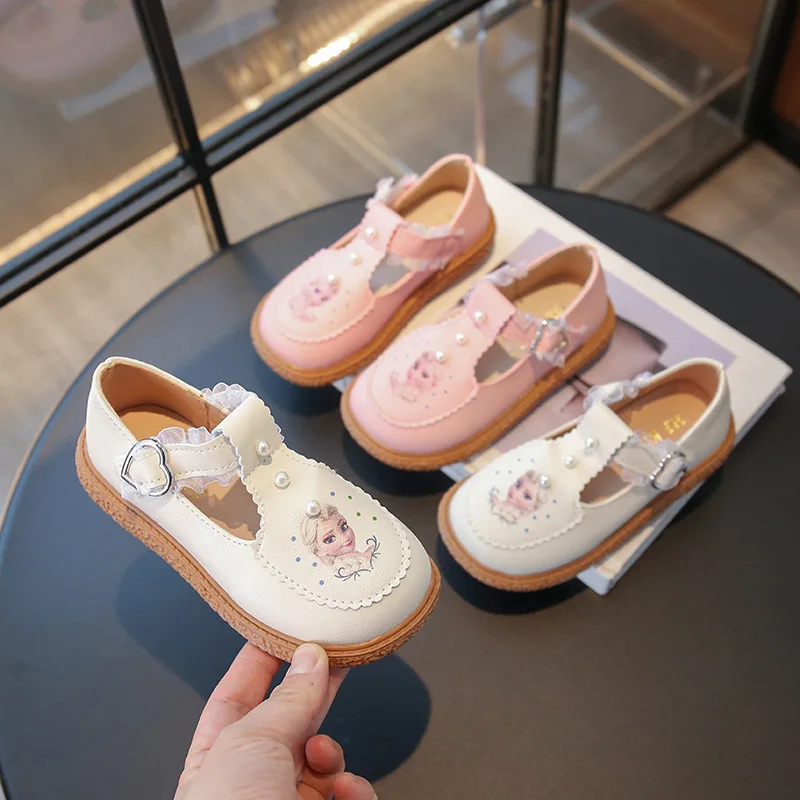 

Детская кожаная повседневная обувь для девочек Disney, весенняя нескользящая обувь принцессы на мягкой подошве для девочек, детская обувь в стиле Лолиты для девочек