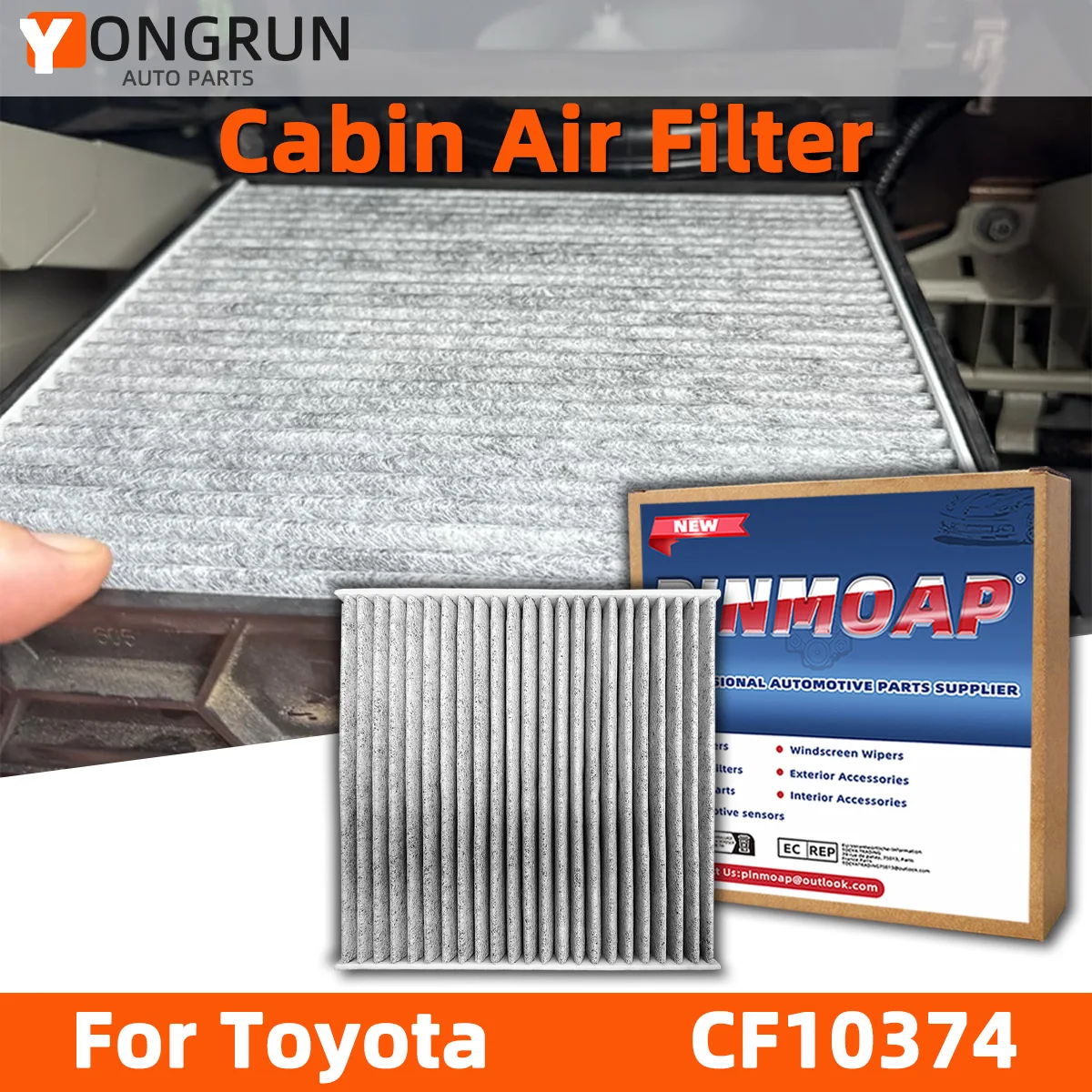 YONGRUN 1/2/5PCS Automotive Air Filter CF10374 Suitable For Toyota: Tacoma (2005-2023) Carbon Fiber Filter Durable 87139-YZZ09
