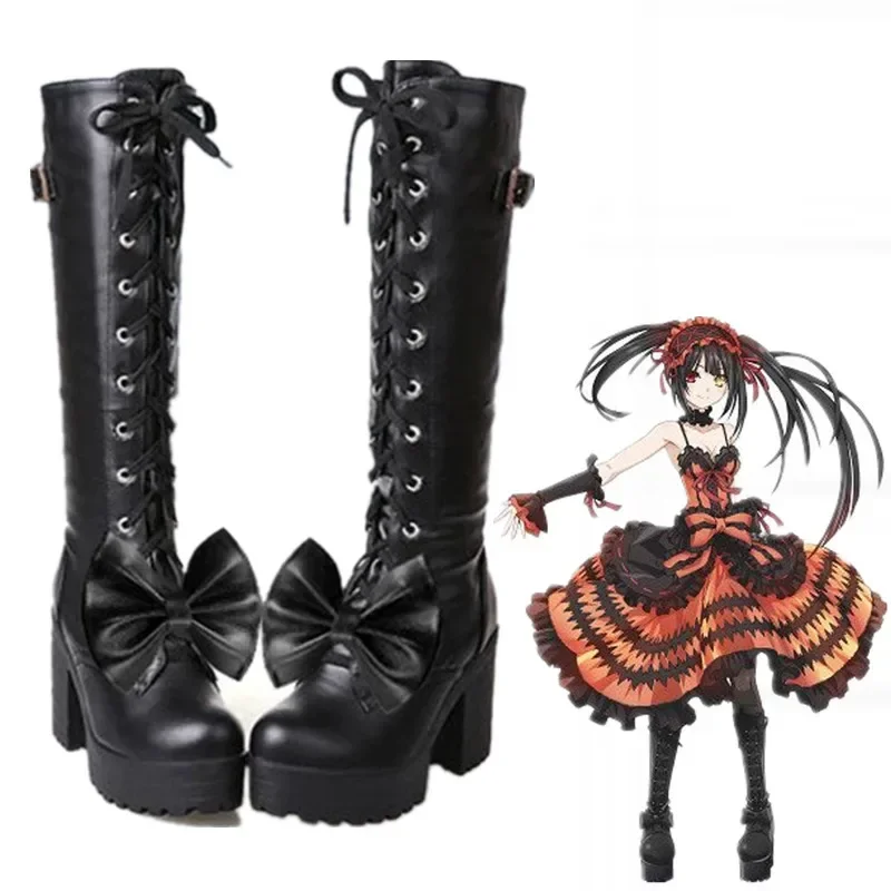 DATE A LIVE Tokisaki Kurumi Nightmare Boots Game Anime Cosplay Accessories Halloween Party Shoes For Women M16