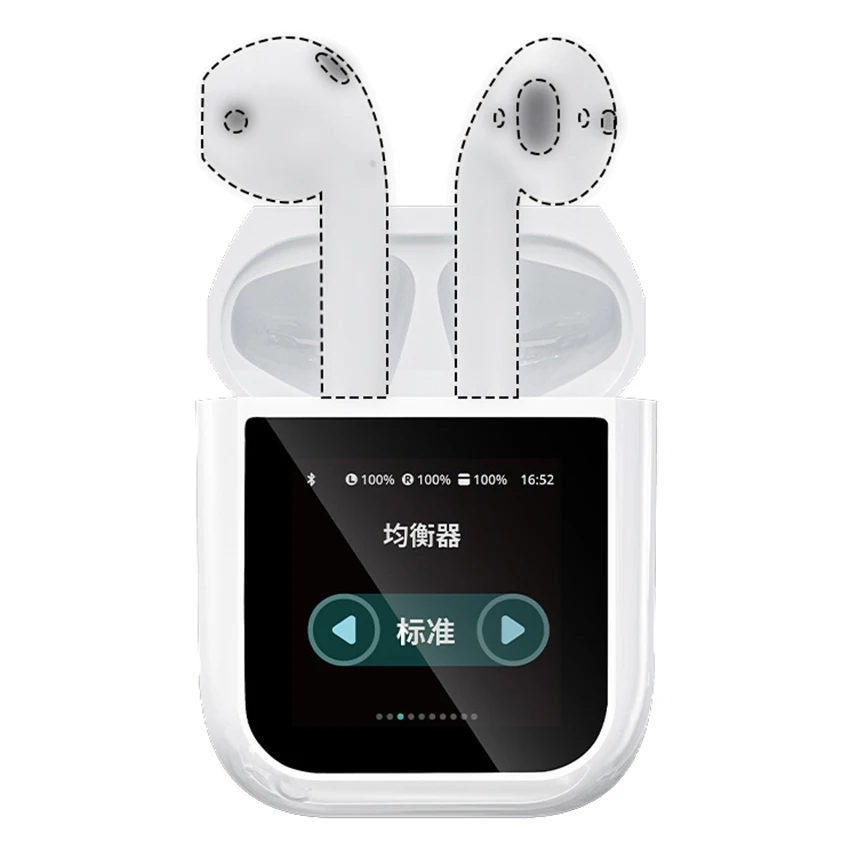 A14 PRO Shocking Bass True Wireless Earphones LED Smart Full Color Touch Screen Earbuds With Noise Cancelg And 5 EQ Modes