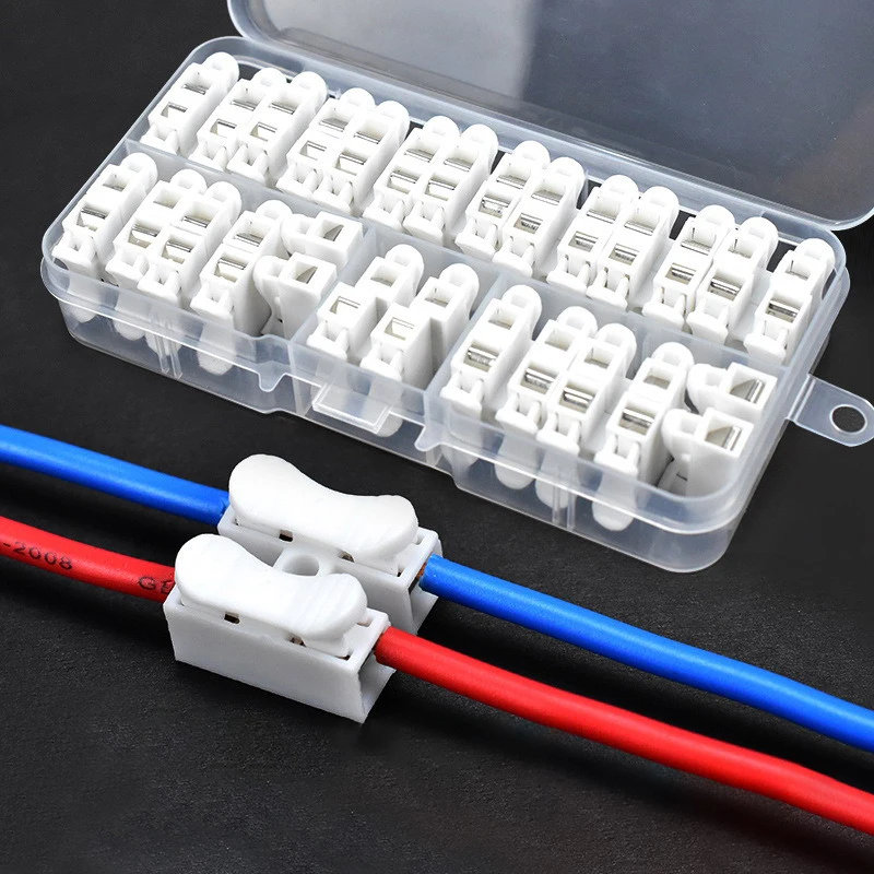 26 Pcs CH2 Spring Quick Wire Connector Cable Clamp Terminal Block LED Strip Light Replace Electrical Tape Cable Clamp