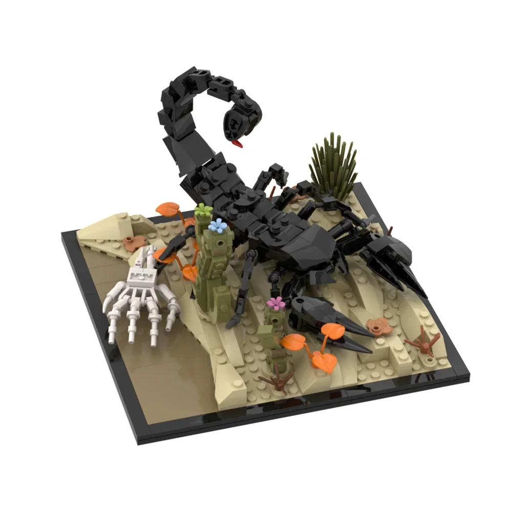 MOC Creativity Black Scorpions Model Building Blocks Scorpion And Base Insect Collection Particle Bricks Toy For Children Gift