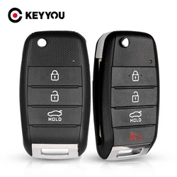 KEYYOU-llave de coche de 3/4 botones para KIA, carcasa de llave plegable con control remoto, funda en blanco, Fob, para K2, K3, K5, Rio, Sorento, Carens, Cerato, Forte