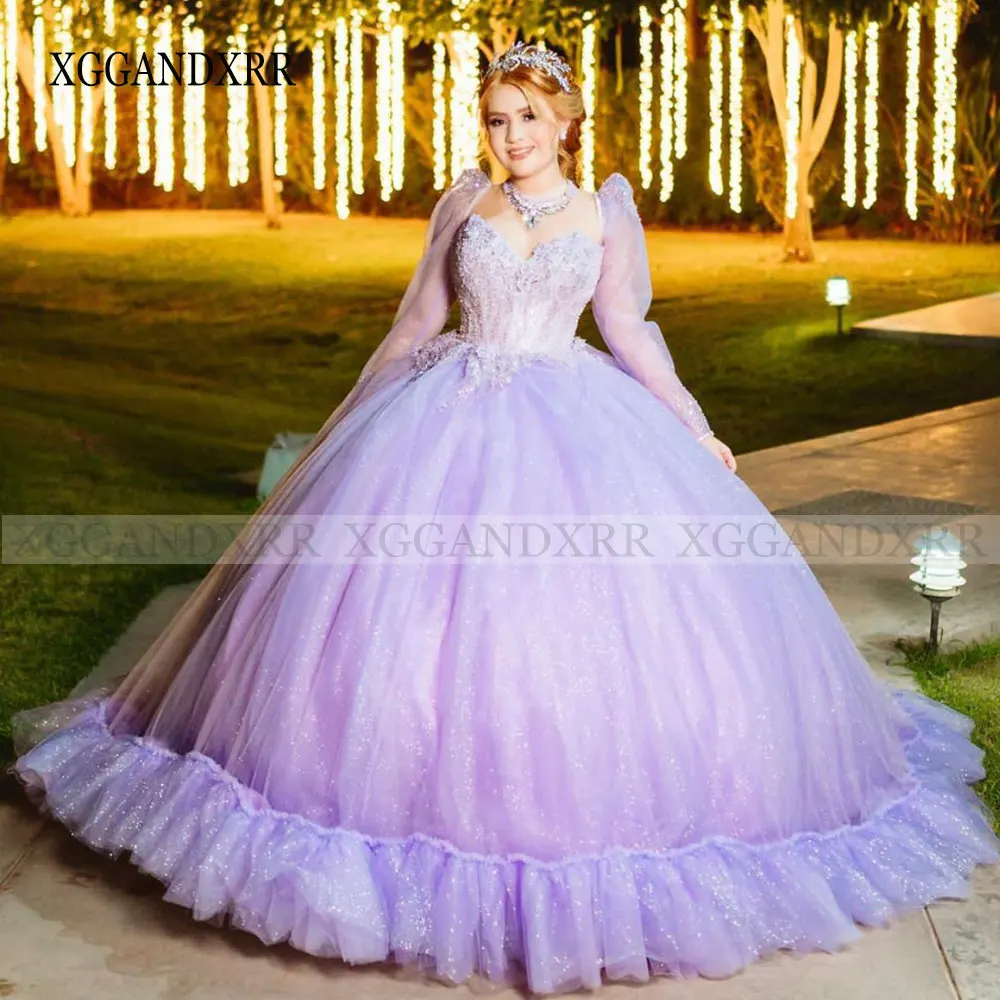 Vestido de quinceañera lila con chaqueta, vestido de baile de lujo con escote Corazón, fiesta de graduación, dulce vestido de novia de cumpleaños para niña de 15 a 16 años, 2024