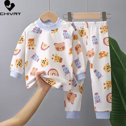 Pijamas de dibujos animados para niños y niñas, camiseta de manga larga con pantalones, conjuntos de ropa de dormir para otoño, 2023