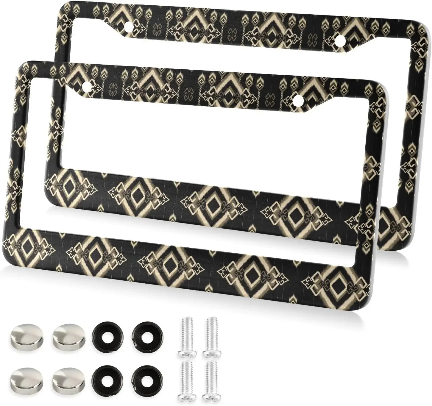

Ethic Symbol Pattern Car License Plate Frame 2 Pack License Plate Holder with 2 Holes Car Tag Frame for Women Men US Vehicles