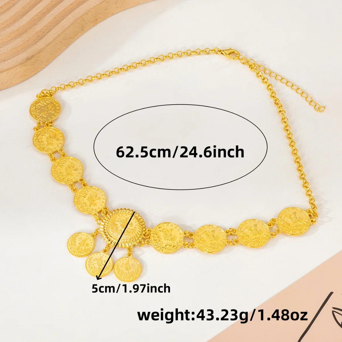 غطاء رأس الزفاف العربي العصري الذهبي اللون سبائك معدنية عملة شرابة رئيس سلسلة مجوهرات عقال المرأة اكسسوارات الزفاف #6