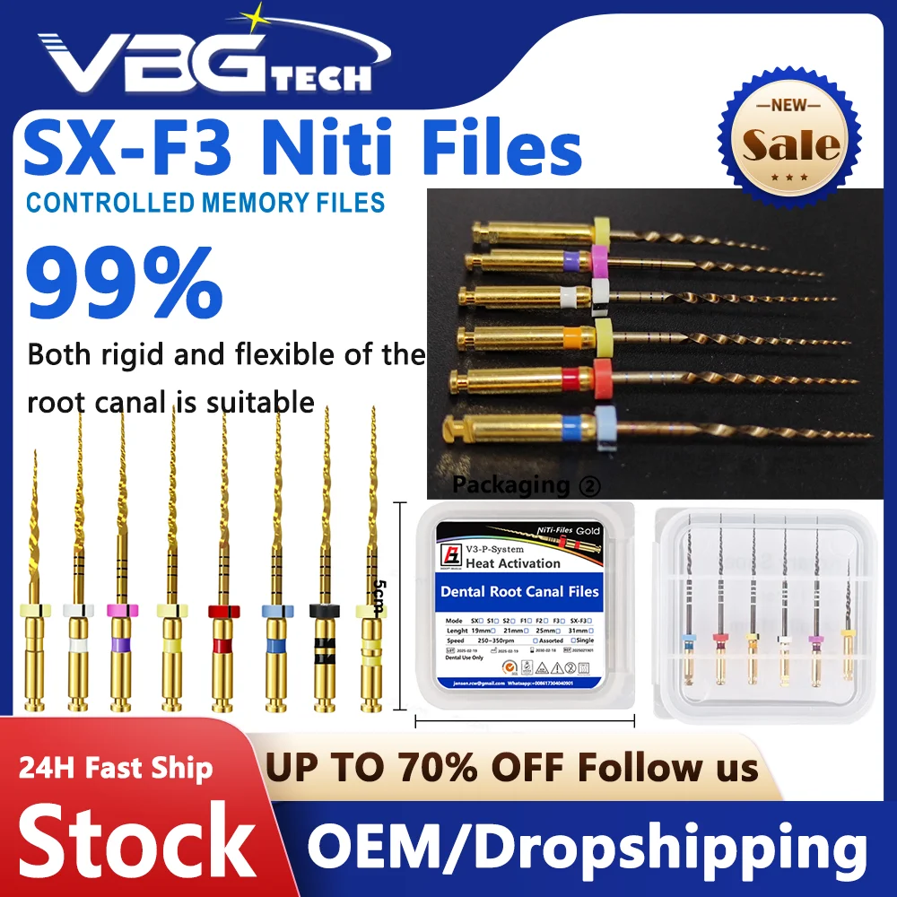 

Dental F1F2F3 Root Canal Files Golden Endodontic Endo Files 31/25mm Nickel Titainium Universal Root Canal Material F4 F5 Tools