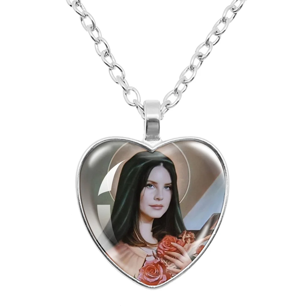 Lana Del Rey 25mm Glass Heart Pendant Necklaces Accessories Necklace Charms Heart Necklace for Women Men Jewelry Gift