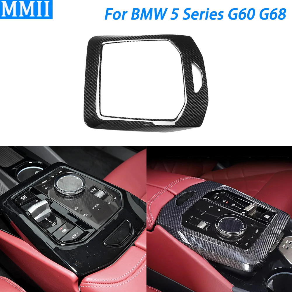 For BMW 5 Series G60 G68 2024-2025 Real Dry Carbon Fiber Center Console Gear Shift Panel Trim Cover Car Modification Accessories