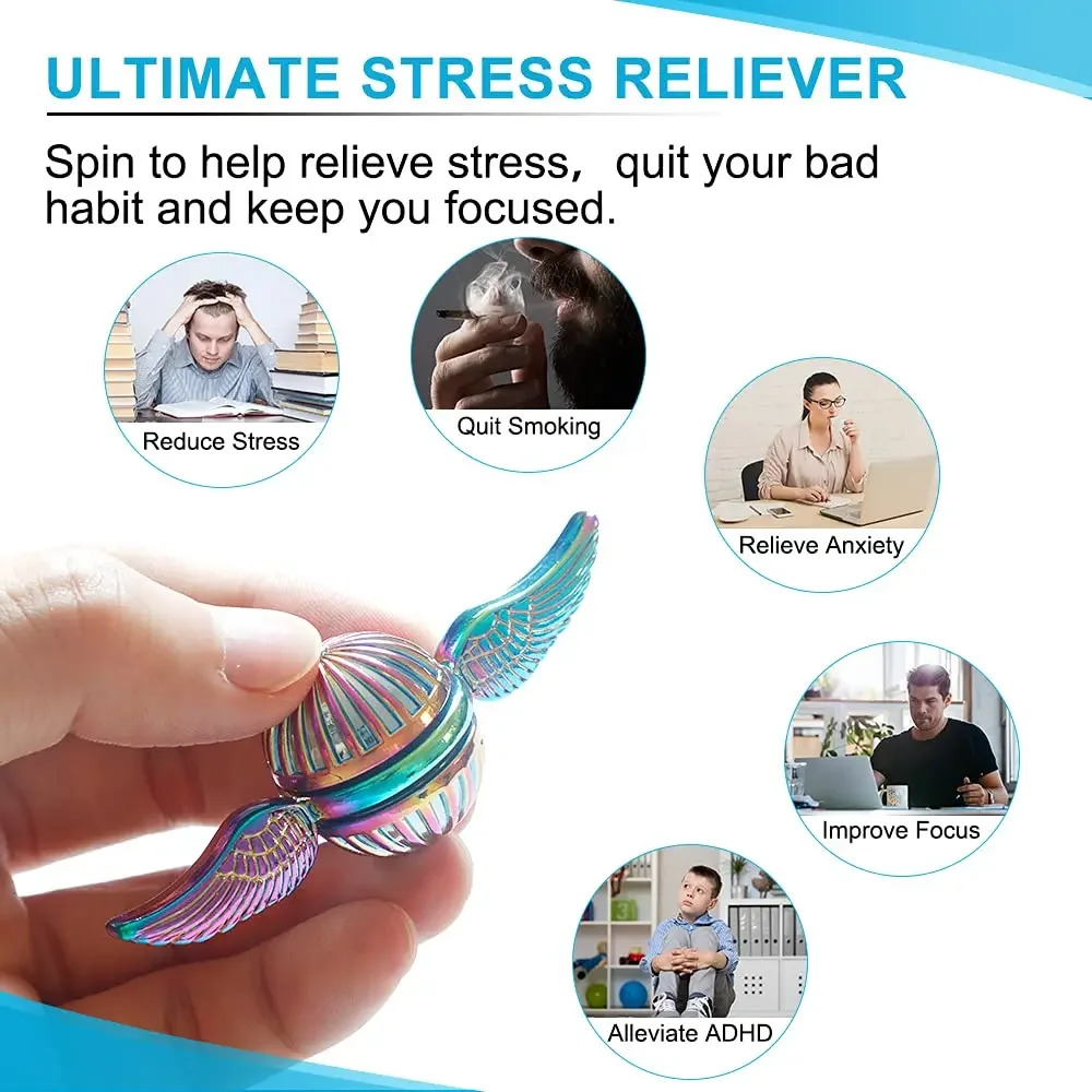 EDC 指先スピニングジャイロスコープ フィジェットスピナー 抗ストレスおもちゃ 子供と大人用 回転金属フィジェットおもちゃ