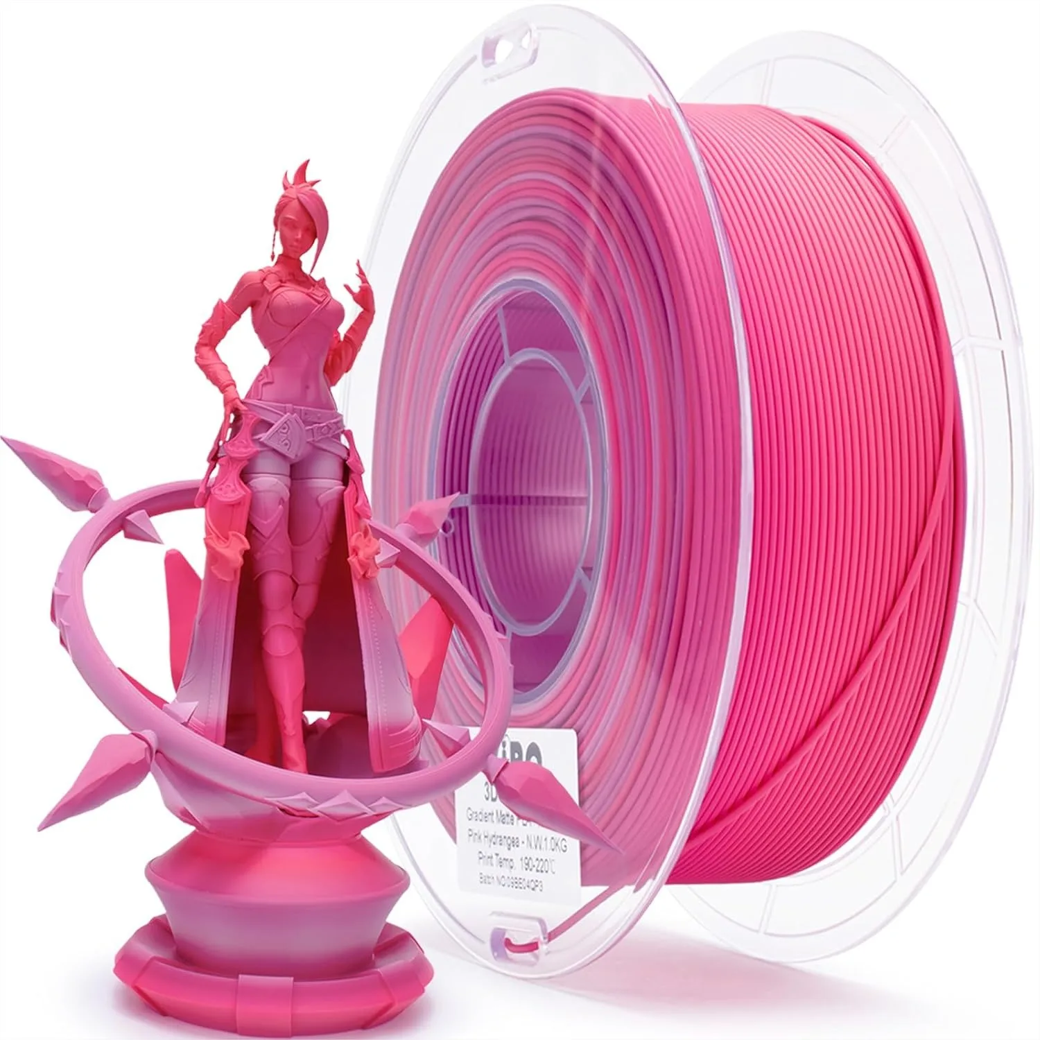 

Rainbow Matte PLA 1.75mm Filament for 3D Printing, Fast Color Change, 2.2lbs Spool, Pink Hydrangea