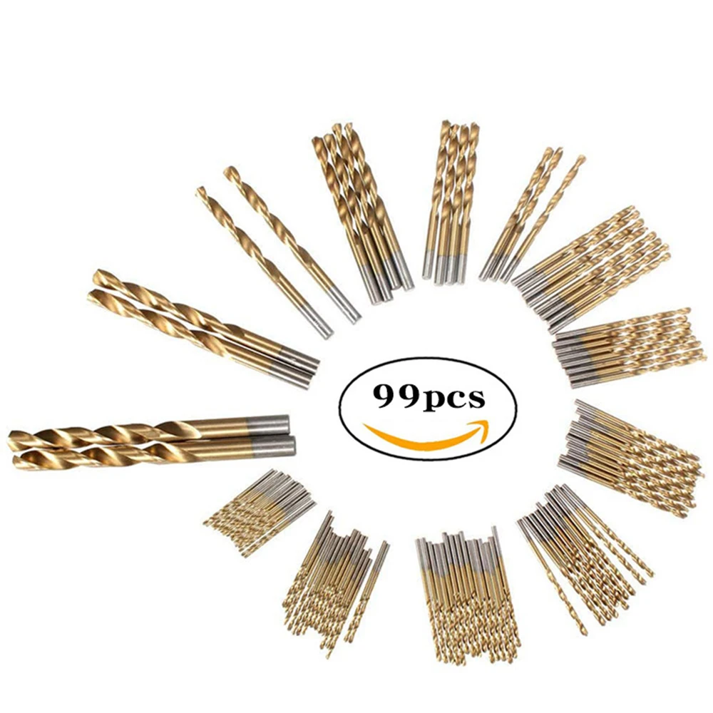 Imagem -02 - Titânio Hss Drill Bits Conjunto para Furadeira Elétrica Forma Espiral Aço Inoxidável Revestido Alta Velocidade 1.5 Mm10 mm 99 Pcs