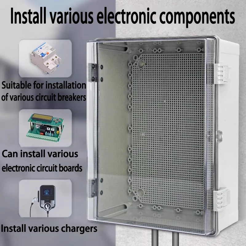 Outdoor Waterproof ABS Electronic Box IP66 with Grey/Transparent Cover Distribution Case Plastic Junction Housing with Buckle