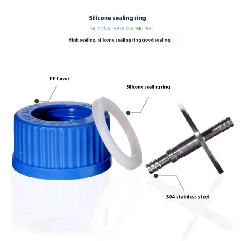 Blue Sampling Bottle Cap 1/2/3/4 Hole Single Pass Double Pass Laboratory Threaded Mouth Reagent Bottle Stainless Steel Cap