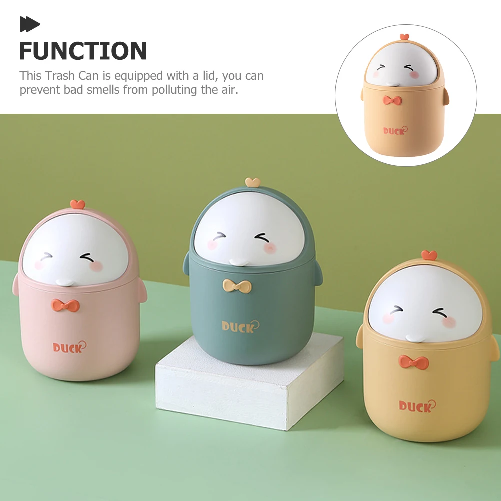 

Mini Trash Can Small Desk Bin Rubbish Garbage Desktop Cute Duck Pp Kawaii Office