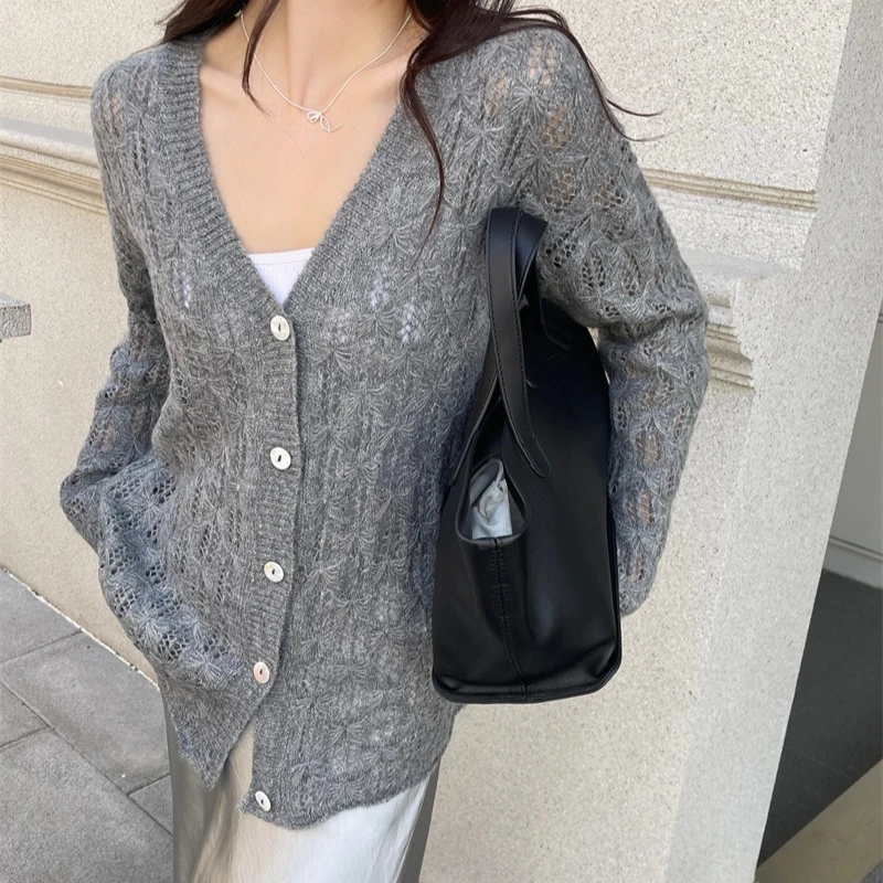 

2026 Spring Coat Women Cardigan Sweaters Coats Jackets Casual Loose Jumpers Streetwear Elegant Knit Open Stith Autumn Winter