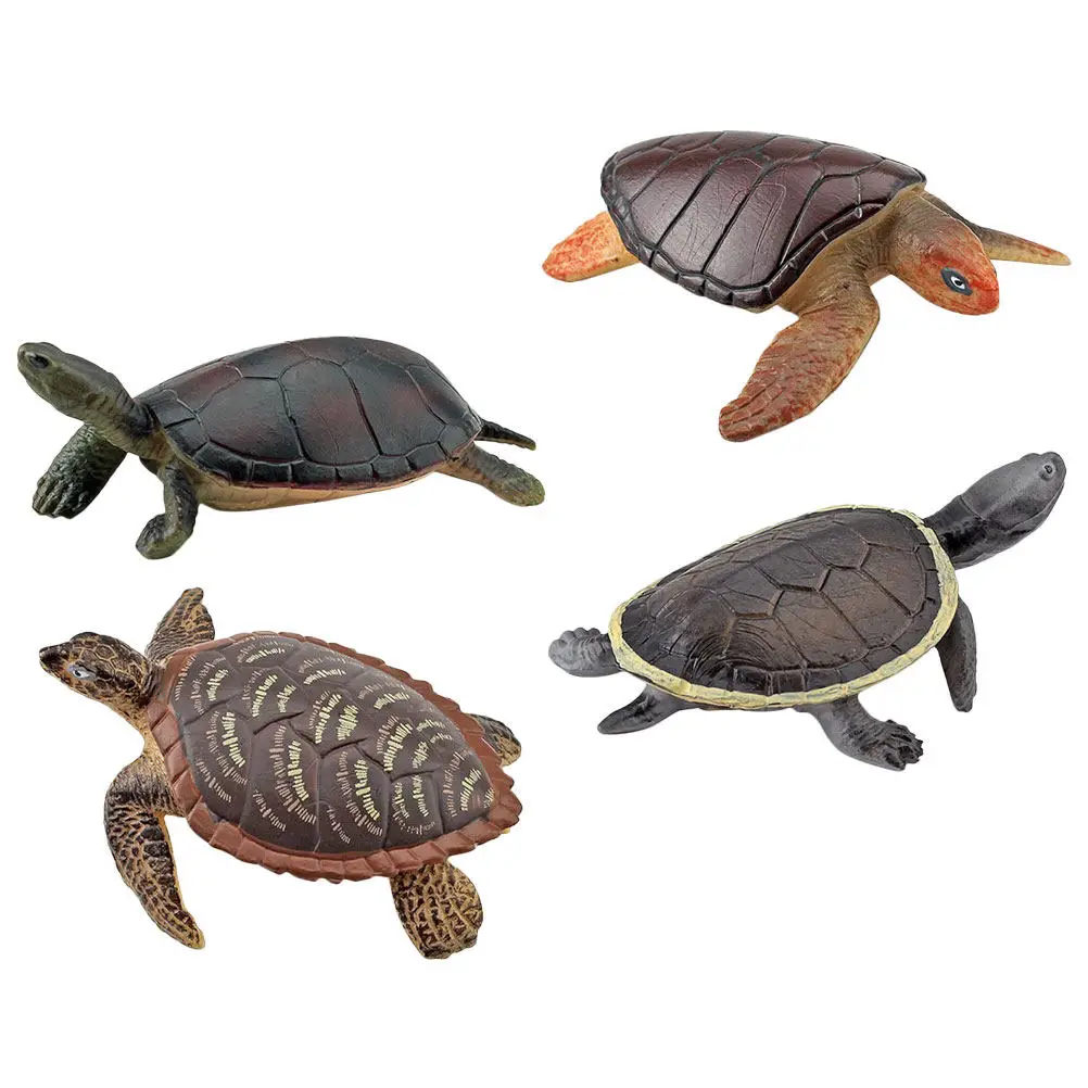 

4Pcs Realistic Turtle Ornament Lifelike Plastic Tortoise Decor for Home Garden Desk Shelf Cognitive Development