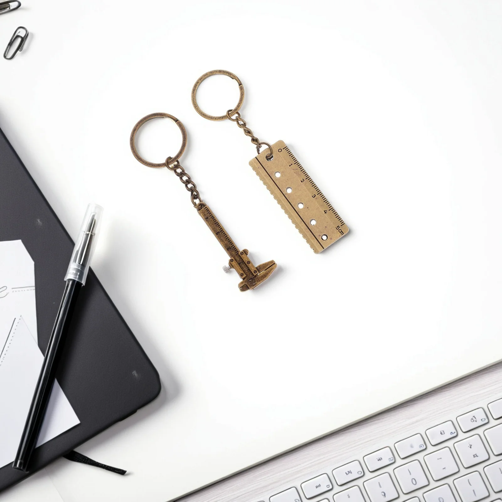 

2Pcs Portable Mini Vernier Caliper Keychain Metal Measurement Tool Ruler Key Chain Gadget for Backpack Purse Travel