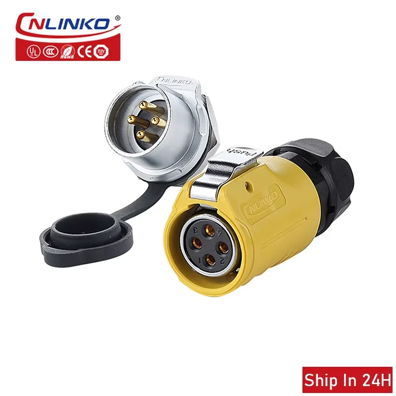 Cnlinko LP20 M20 Waterproof Electric Wire Connector 2/3/4 Pin 500V 20A Plastic Power Plug Socket for Electrical Wiring