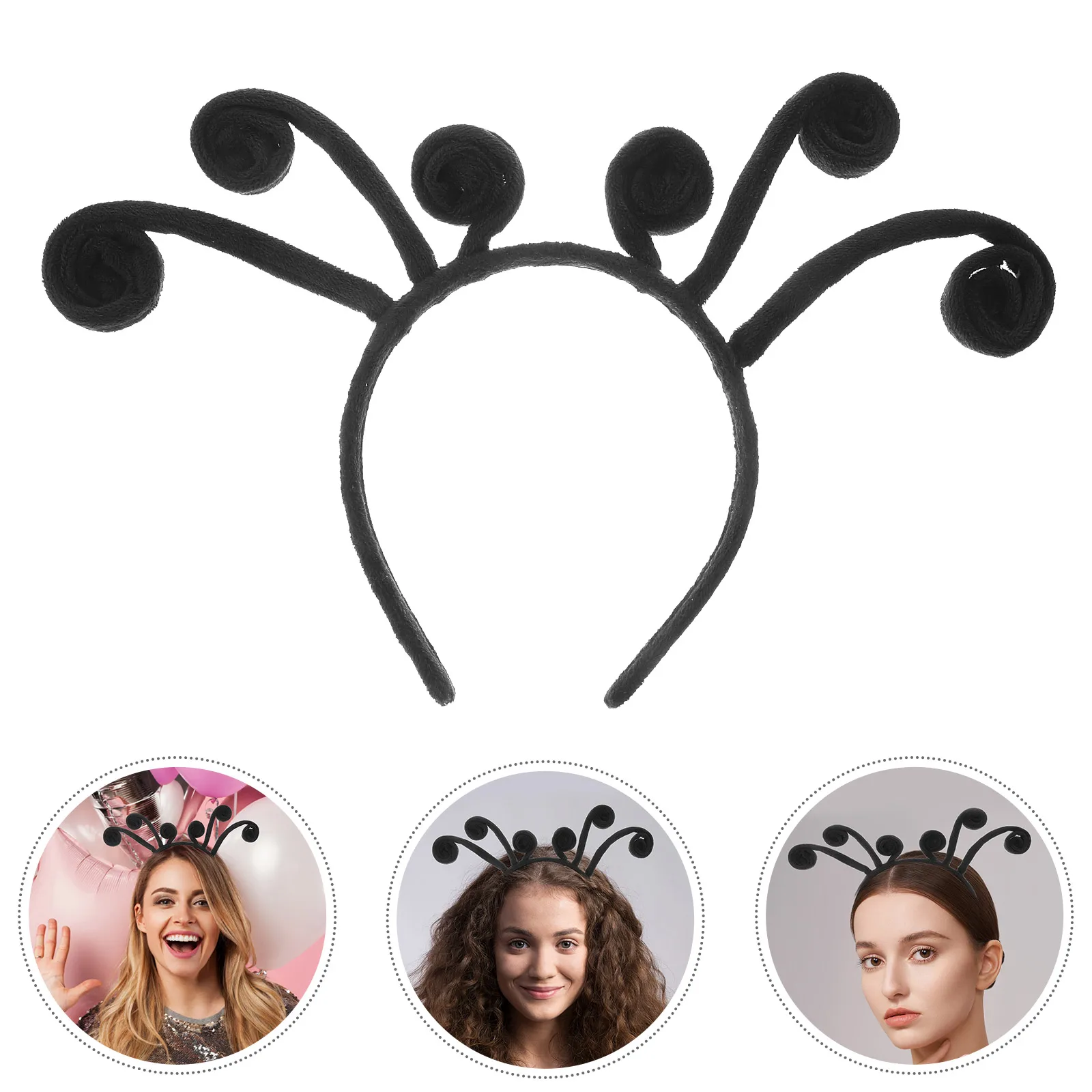 

6 Antenna Headb Black Fabric Halloween Party Hair Accessories Masquerade Cosplay Decorative Hoops Adult Spider Touch
