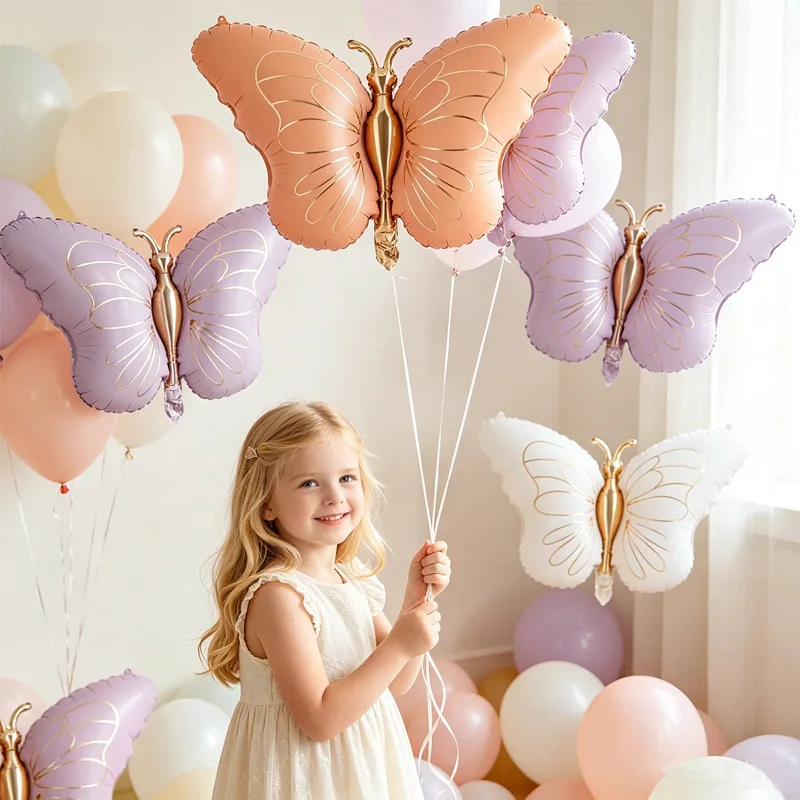 Ballons en aluminium 3D en forme de papillon INS, ballons à l'hélium pour filles, décoration de fête d'anniversaire, accessoires pour mariage et festival