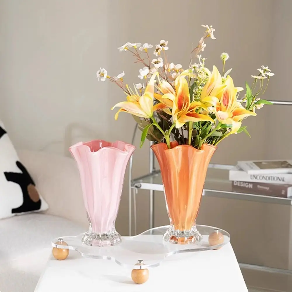 

Gift INS Flower Vase Solid Color Smooth Creative Glass Vase Handicraft Modern Aromatherapy Bottle Home Office Decor