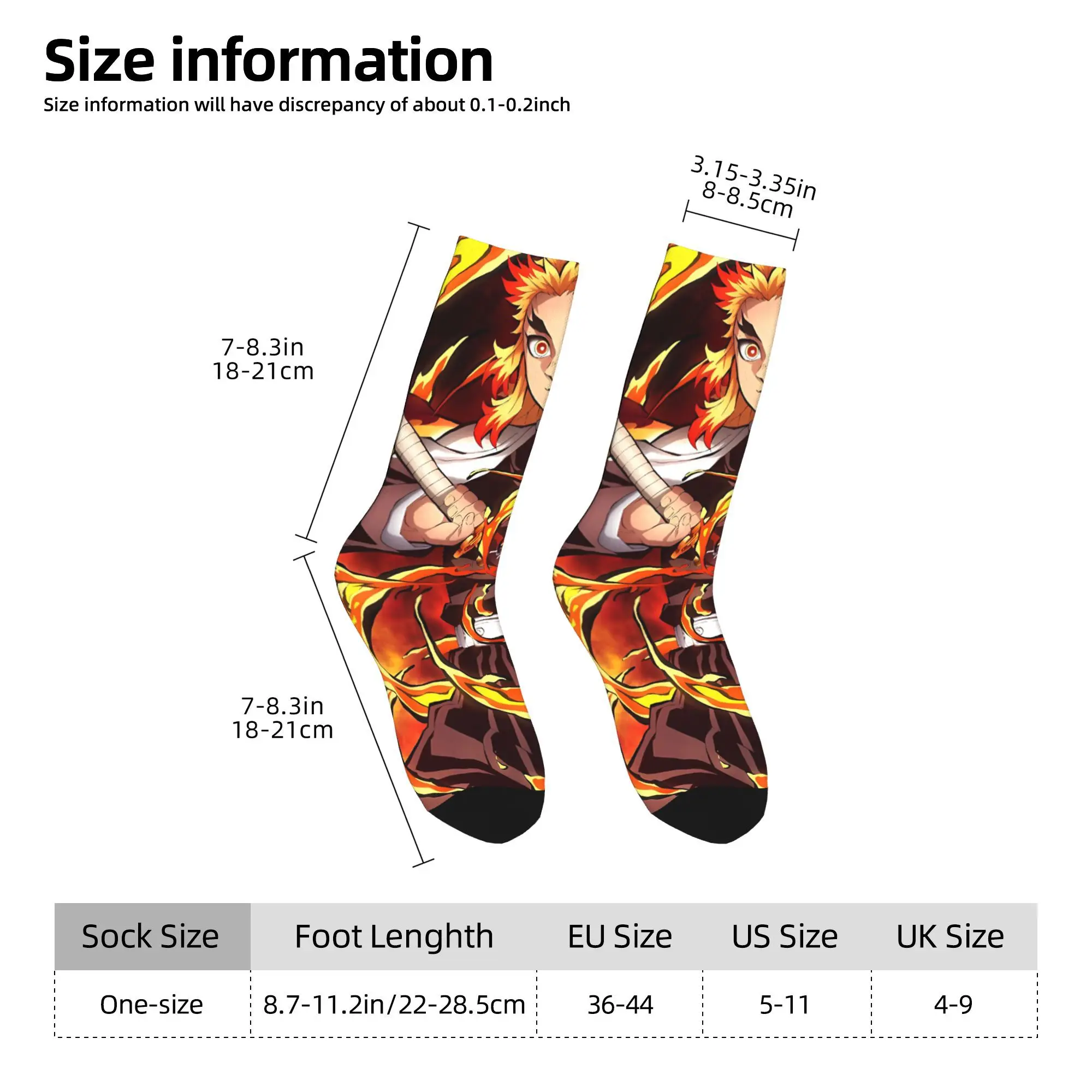 أنيمي Kyōjurō Rengoku الجوارب الجرافيك جوارب عدم الانزلاق الرجال الجوارب مريحة الشتاء مضحك جوارب رياضية في الهواء الطلق
