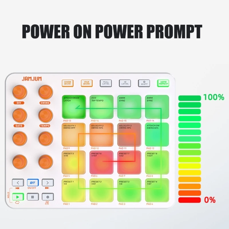 1Pc MIDI Controller RGB Keyboard Portable High Sensitivity Pads Built-in Battery Enduring for Professional Music Production