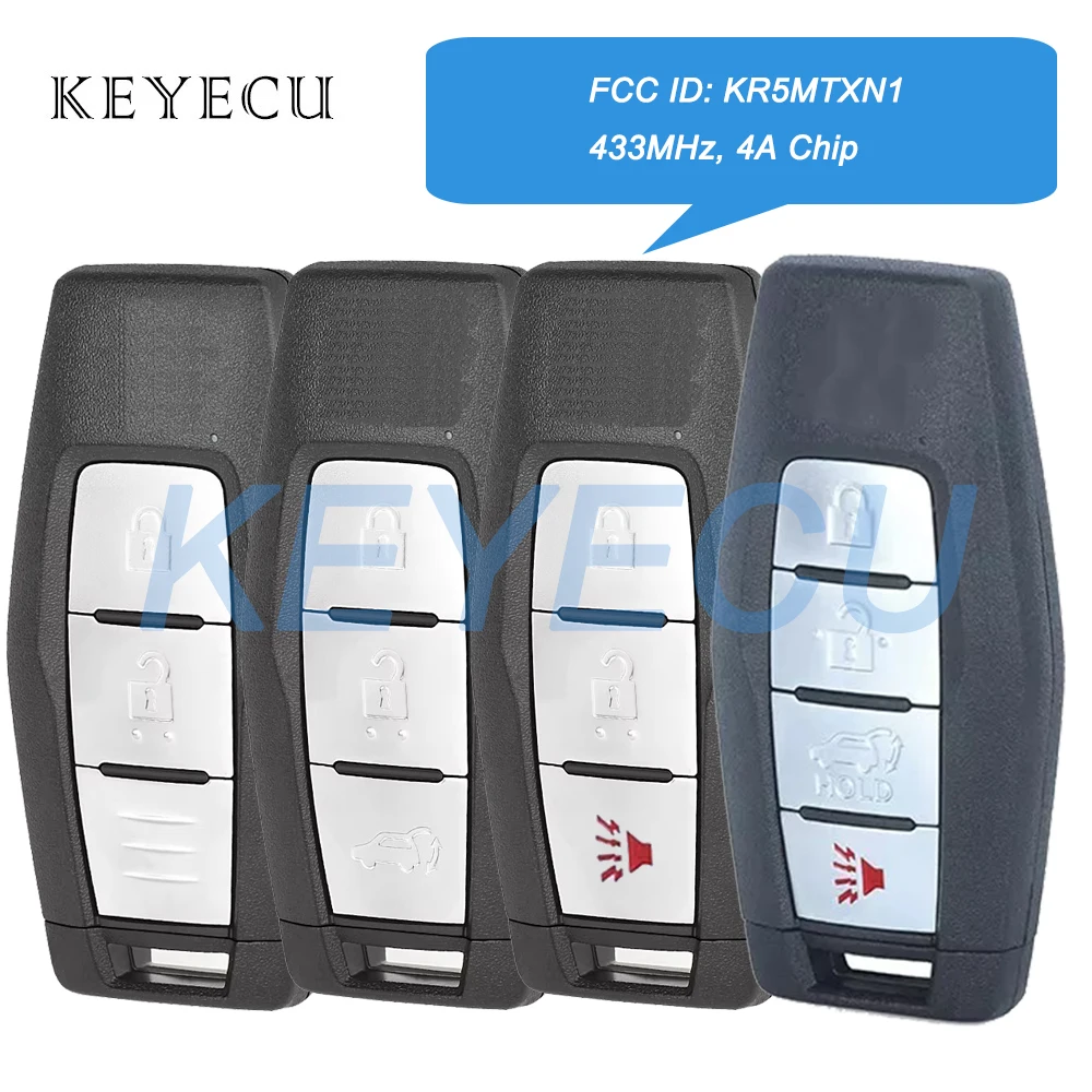 

Keyecu FCC ID: KR5MTXN1 2 3 4 Buttons For Mitsubishi Outlander 2021 2022 2023 2024 Smart Remote Car Key Fob 433MHz With 4A Chip