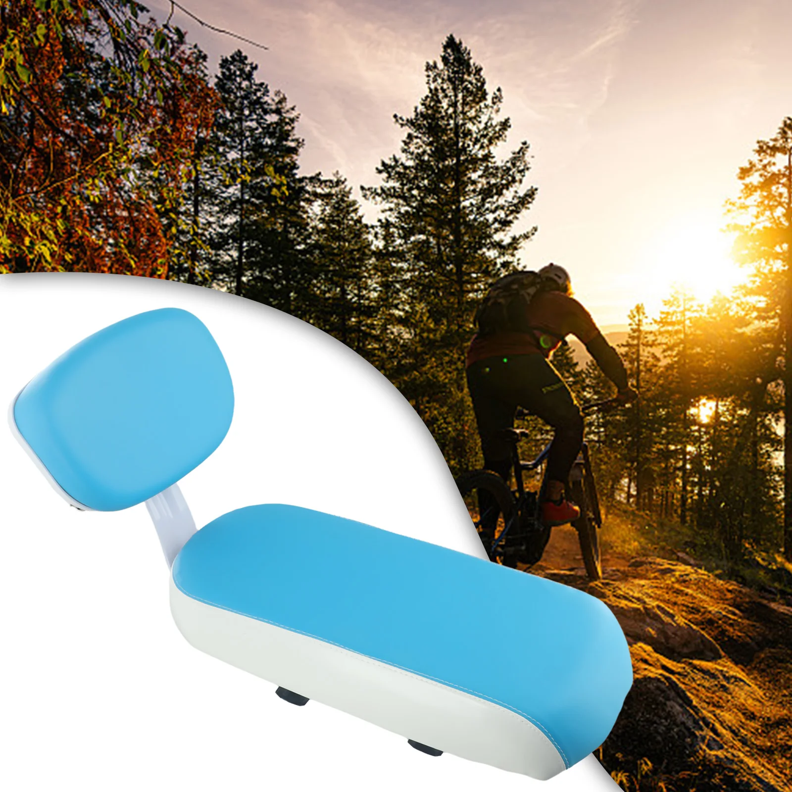 Заднее седло велосипеда со спинкой, синяя мягкая подушка для заднего сиденья для горного шоссейного велосипеда, сменные аксессуары для велоспорта Заднее седло велосипеда со спинкой, синяя мягкая подушка для заднего сиденья для горного шоссейного велосипеда, сменные аксессуары для велоспорта