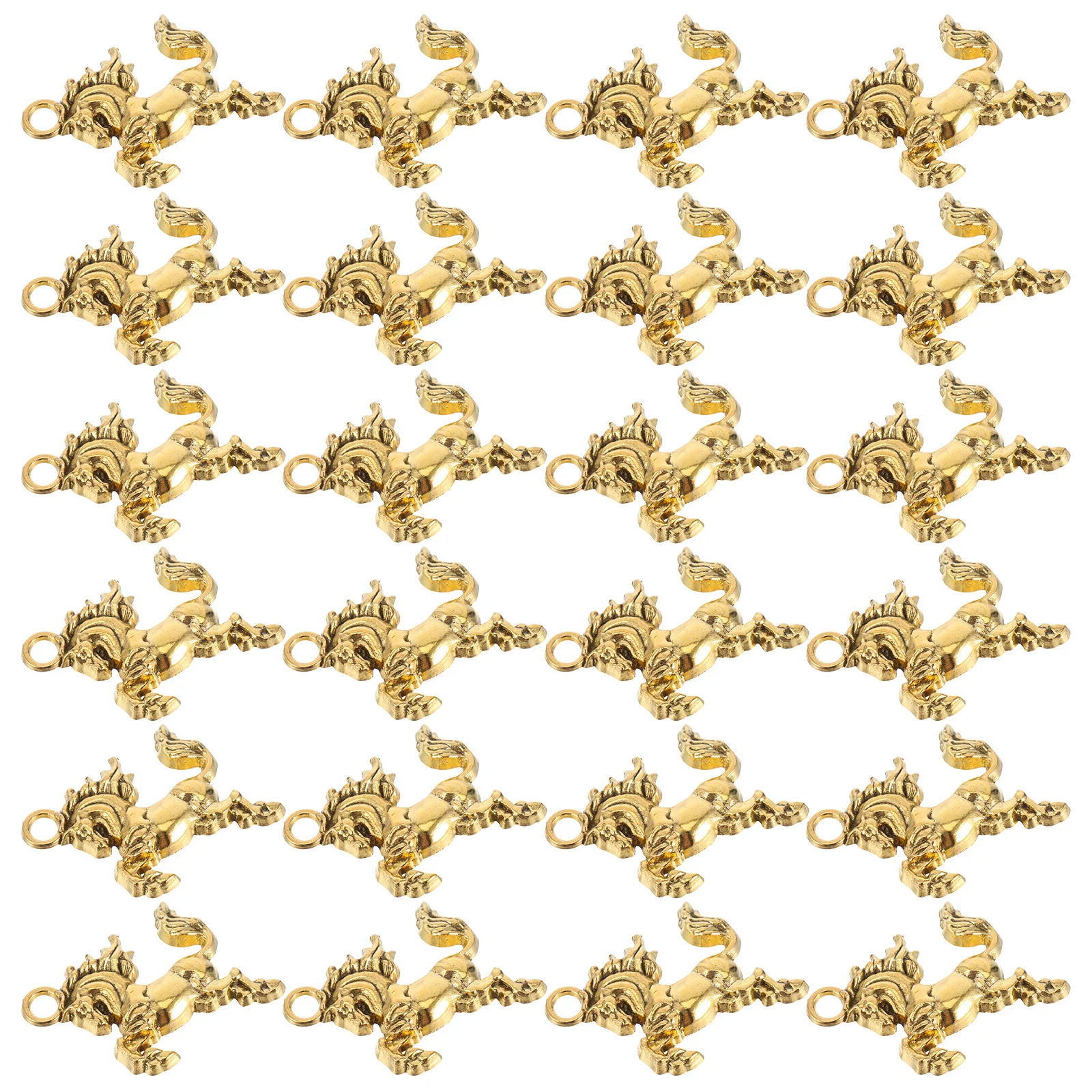 60Pcs Zodiac Horse Pendant Charms Energetic Golden Animal Charms for Jewelry Making 2026 Year of Horse Good Luck Accessories