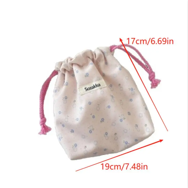 

Fashion Sweet Floral Drawstring Cosmetic Bag Coin Purse Headphone Bag Travel Card Holder ID Key Portable Storage Bag Girly Gifts