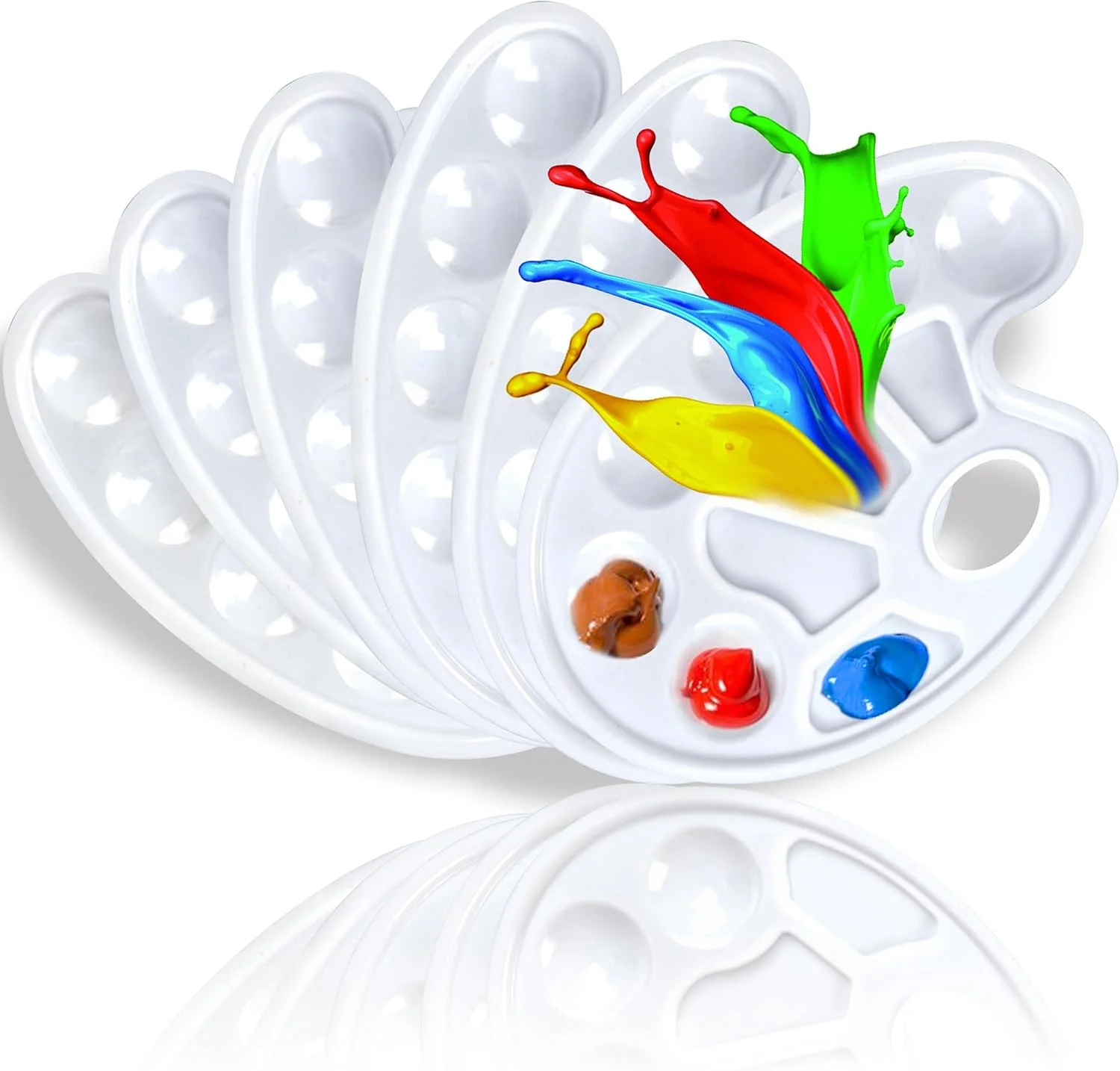 Hulameda-Paquete de 8 paletas de bandejas de pintura con orificio para el pulgar, paletas de pintura de plástico para artistas estudiantes para manualidades, pintura DIY