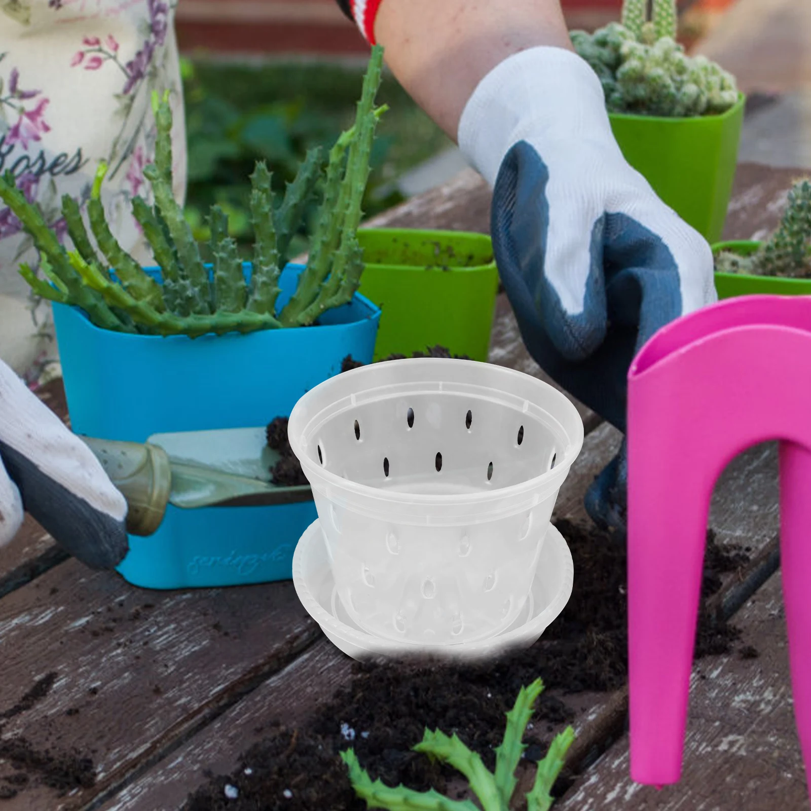 

5 set Plastic Flower Pots Succulent Planting Containers Hanging Planters Indoor Outdoor Nursery Garden Supplies Black Small